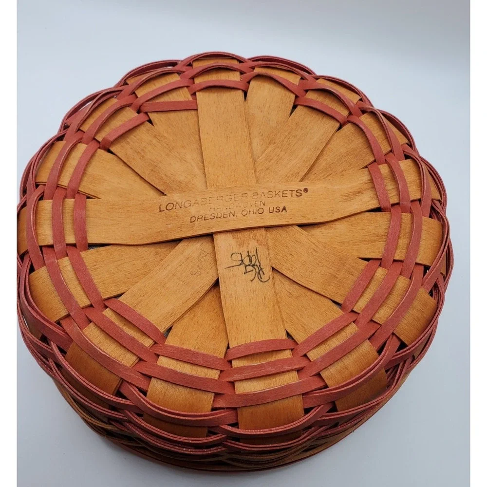 Longaberger Round Double Handle Basket Rose‎ Floral Liner & Protector